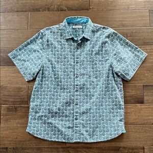Tommy Bahama Teal Patterned Button Down Shirt